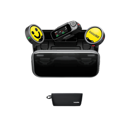 Insta360 Mic Pro (2 TX + 1 RX) - bezprzewodowy zestaw audio, 2x mikrofon z wyświetlaczem (odbiornik USB-C + 3.5mm TRS, 3